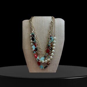 multi strand beaded necklace with pearls